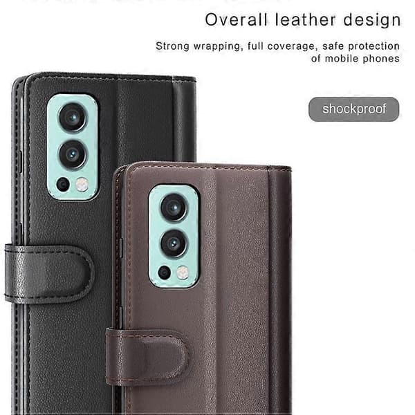Kompatibel med OnePlus Nord 2 5G Splitläder Äkta läder Stötsäkert plånboksfodral Mobiltelefonställ Brunt Brown