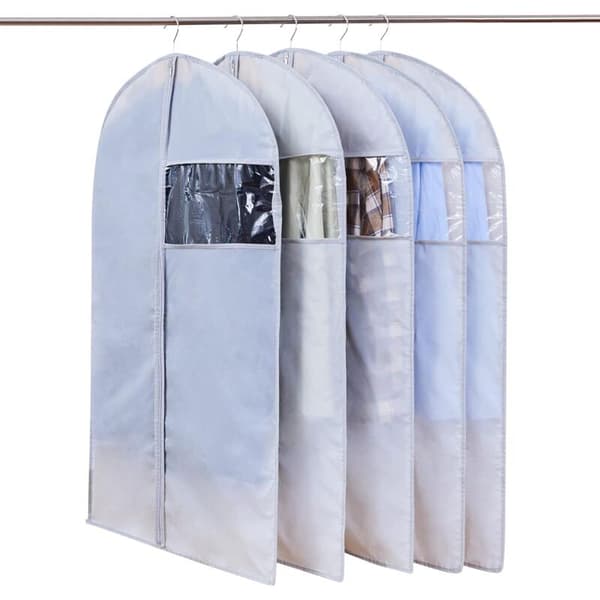 5 kpl Covenant vaatekaappi Läpinäkyvä ikkuna näkyvissä Suoja roikkuvat vaatteet Pöly Punkit 60x120cm harmaa harmaa