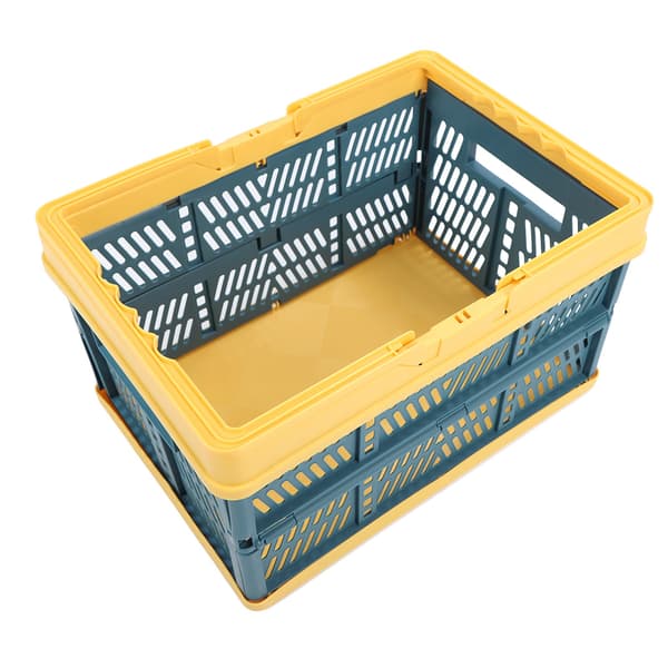 Foldable Baskets with Handles PP Waterproof Foldable Storage Boxes for Home Kitchen Bedroom Office Yellow Green Large Size