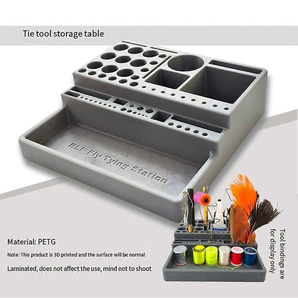 Fly Tying Kit Organizer Gift Compact Practical Fly Tying Tool Storage Rack for Beginners Fishermen Men Anglers (FMY) Gray Gray