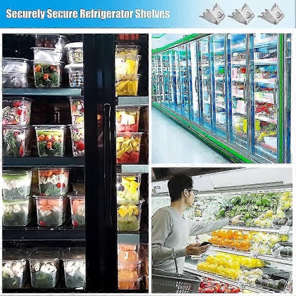 12 Pcs Freezer Shelf Clips Stainless Steel Refrigerator Shelf Support 1.5mm Thicker Silver Fridge Shelf Support for Refrigerator, Freezer (FMY)
