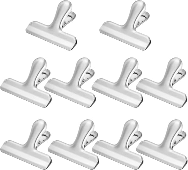 10-pack rostfria stängningsklämmor, påsklämmor, metallklämmor 76mm