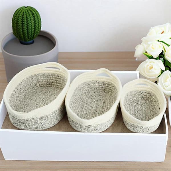 Rope Storage Baskets, Woven Basket - Portable Cotton Baskets for Clothes, Bedding, Towels L