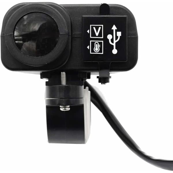 12V 5V MC USB-lader for 2.1A 12V MC-lader med LED-voltmeterdisplay Termometer