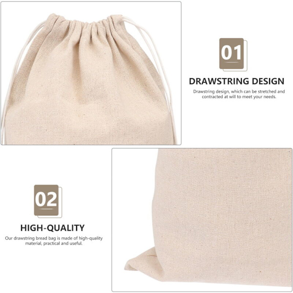 Reusable Bread Bag with Drawstring, Durable Food Storage Bag for Bread and Cakes