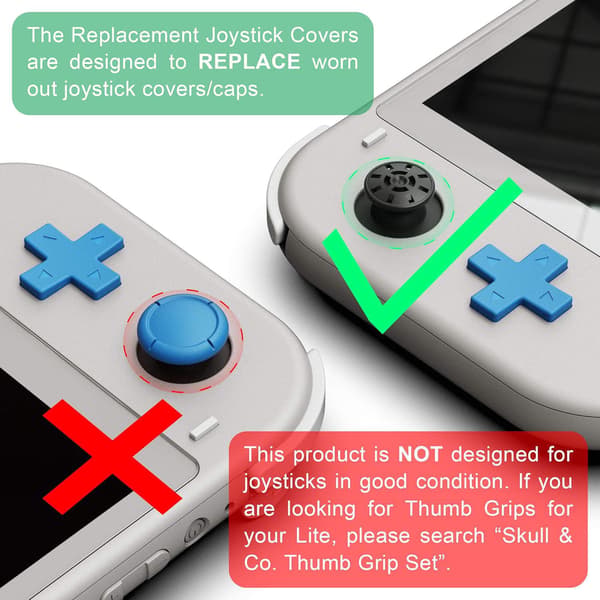 Hvit - Erstatningsjoystick-hetter for Nintendo Switch og Switch OLED (Reservedeler)