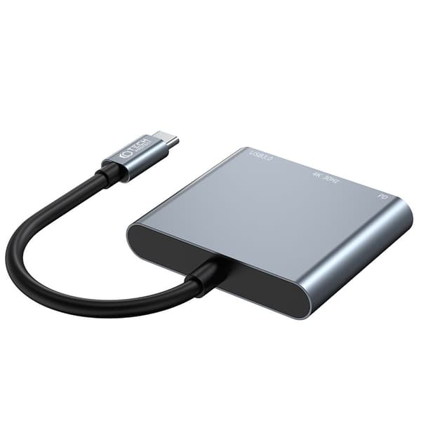 Tech-Protet 3-in-1 USB-C-keskitin USB-A / HDMI / USB-C harmaa