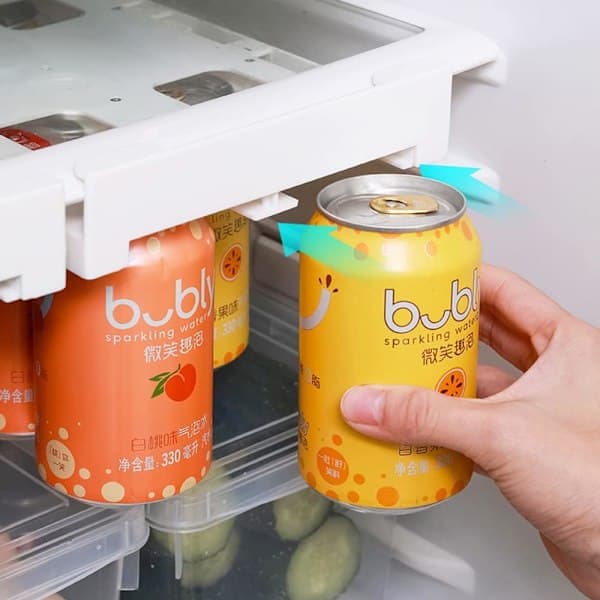 2-pack Refrigerator Organizer for Beer Cans, Hanging Beverage and Soda Can Holder for Refrigerator, Double Row Bottle Holder