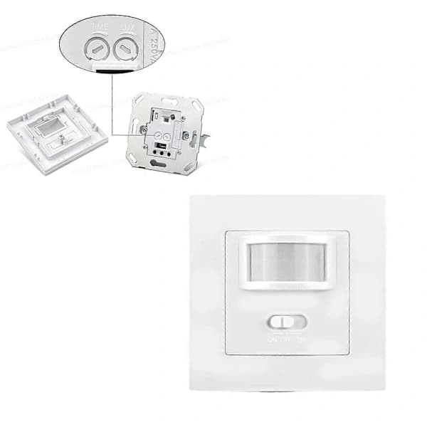 raröd PIR-bevægelsessensor til indbygning 140 Hvid 110-240V LED[CO]