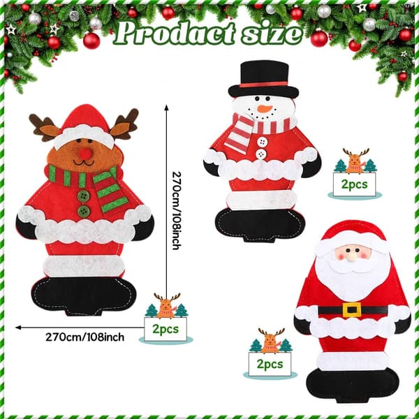 Christmas Cutlery Holders Pockets, 6-pack Snowman Reindeer Santa C