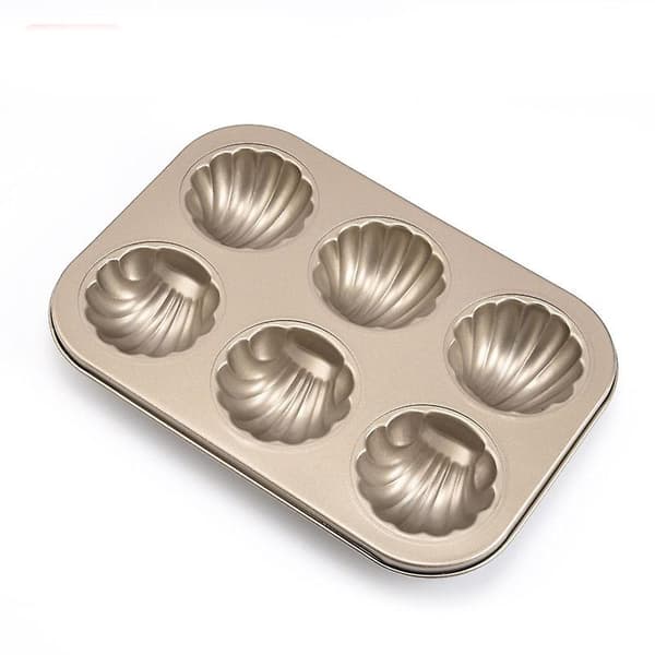 Carbon Steel Baking Pan with 6 Cavity Molds, Cake Stencil, Chocolate Cookies, Baking Tools, Non-stick Kitchen Accessories