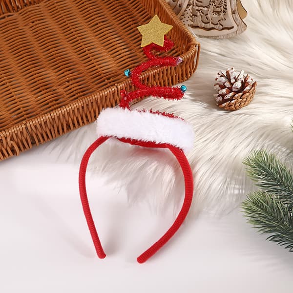 Featherlight Christmas Tree Headband with Bells Santa Headwear - One S