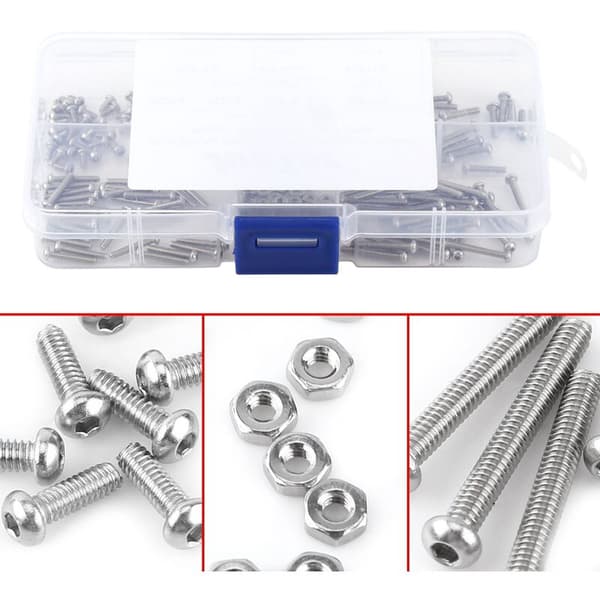 230 Pcs M2 Stainless Steel SS304 Hex Socket Button Head Screws, Bolts and Nuts