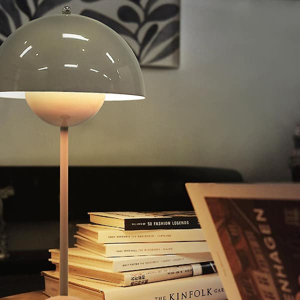 Table Lamp, Eye-Friendly LED Flower Pot Table Lamp Portable for School, Grey