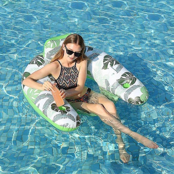Inflatable Pool Float Lounger, Comfortable Sling Seat, Backrest, Cup Holder, Dry Cover Floatie Pool Party Beach Lake Durable green green