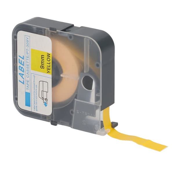 Label Machine Tape Clear Printing 9mm Width Durable Yellow Printer Supplies with Case for Home Office Replacement