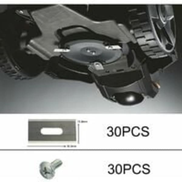 30-pakning dobbeltslipte gressblader i rustfritt stål kompatible med Husqvarna 36, 51, 65, 85 mm