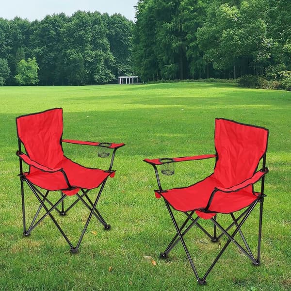 Campingstol, pustende, komfortabel, sammenleggbar, rød, oppbevaringspose inkludert