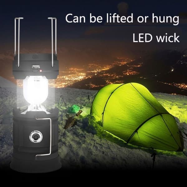 5803 Udendørs Solcelle Campinglampe LED Nød Bærbar Lysstativ