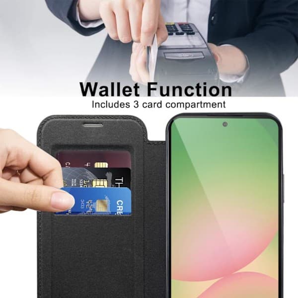 Samsung Galaxy A56 5G Cover MagSafe RFID Tyverisikring Rhombus Læder Sort Sort Svart