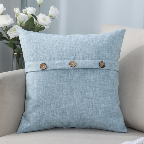 Decorative Linen Pillowcase with Three Buttons, Vintage Pillow Cover for Sofas, Couches, Beds, and Chairs