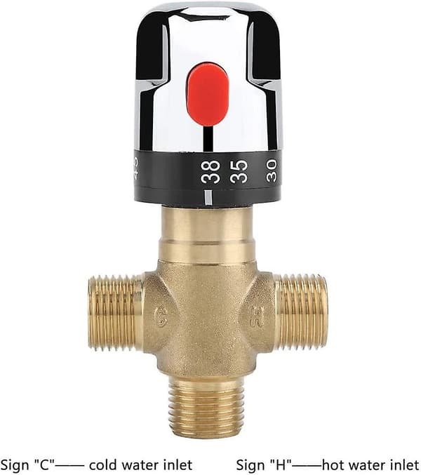Thermostatic mixer for hot and cold water in solid brass, fixed temperature mixer for washbasin [db]