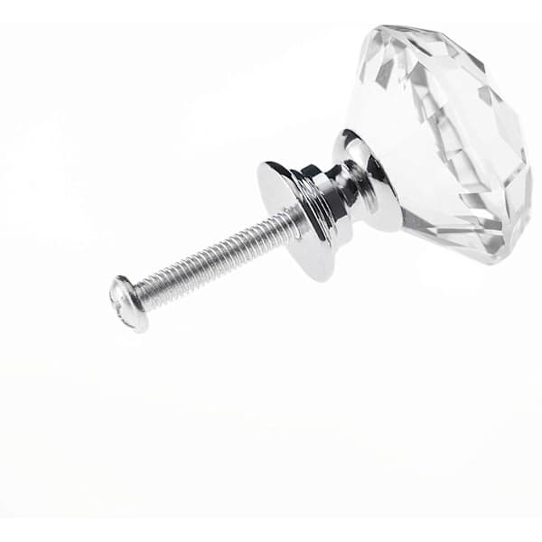 Diamantformede glasknopper Transparent/Sølv 8 stk.