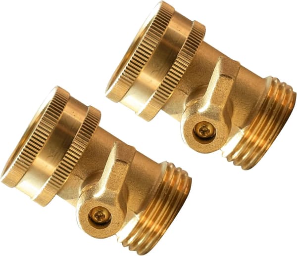 Garden Hose Shut Off Valve 3/4 Inch Solid Brass Heavy Duty Flow Control for Garden Watering Gold 4-Pack