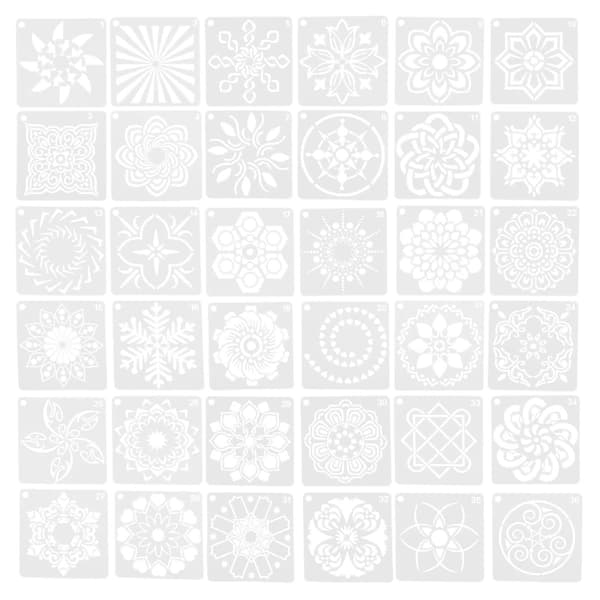36 st Mandala Schabloner för Golvdekoration, Målningsschabloner, Väggschabloner
