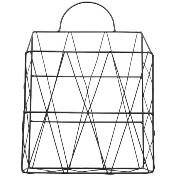 Newspaper Rack Wall Mounted Newspaper Magazine Document Book Organizer Files Metal Basket Container Shelf Storage Display Stand - Black