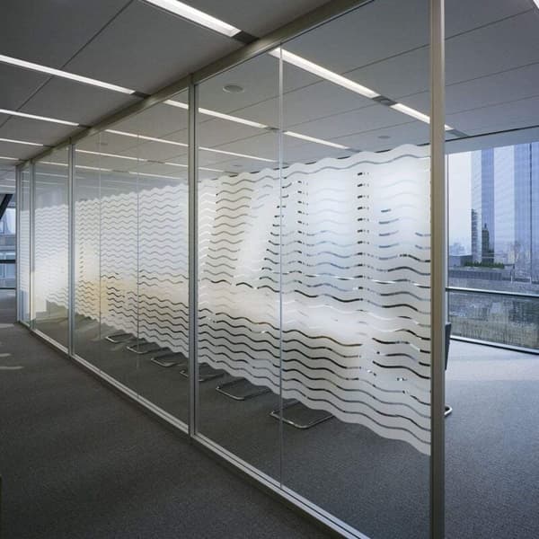 Frosted Window Film for Privacy and UV Protection, Electrostatic Non-Adhesive Decorative Decal, Wave Pattern, 60x200cm