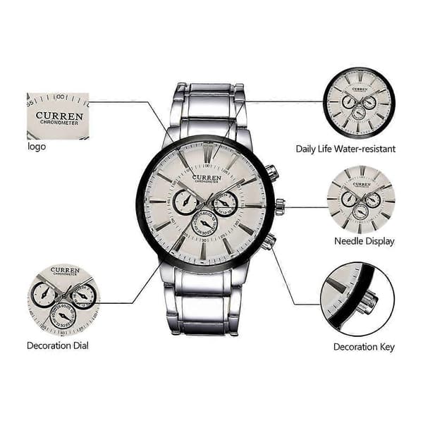 CURREN 8001A Herre Quartz Business Ur Hvid Urskive [DB]