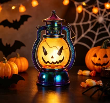 Halloween Gresskar Lykt LED Lys, Hengende Festdekor Lampe