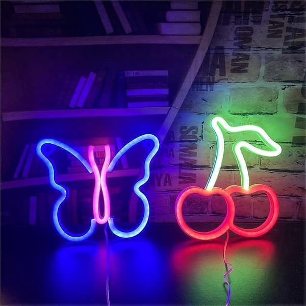 Cherry Hanging Neon Light, USB/Battery Powered for Bedroom Bar Christmas Party