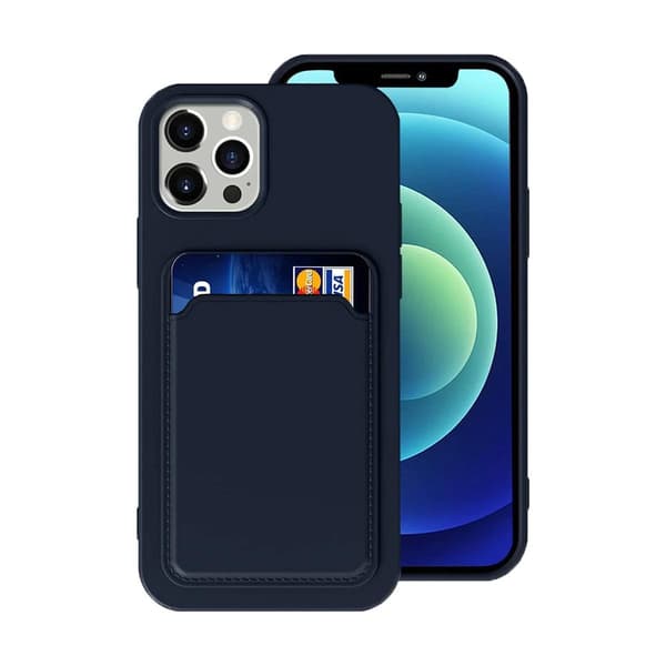 iPhone 12/12 Pro Silikondeksel med kortholder - Blå Blå blue
