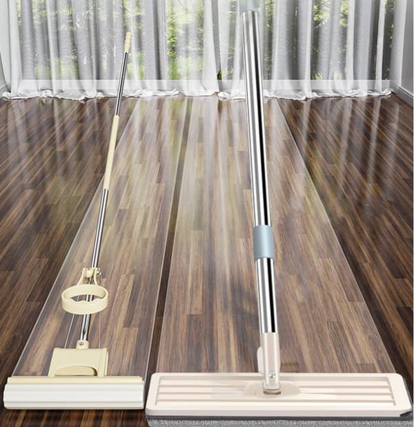 360° Flat Press Mikrofiber Flat Mopp Bøtte Sett, 1 Moppesett + 2 Pader