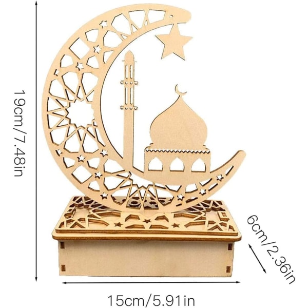 Trä LED-lampor för Ramadan Eid, islamisk fest och bön