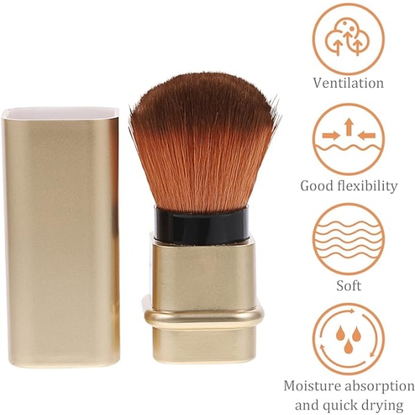 1 st Gold Retractable Makeup Brush Resestorlek Liten Puder