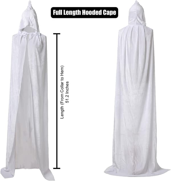 Hettekappe Vampyr Heksekappe Lang Kappe Unisex Voksen Cosplay Kostyme Hvit One Size-yux Hvit One Size White One Size