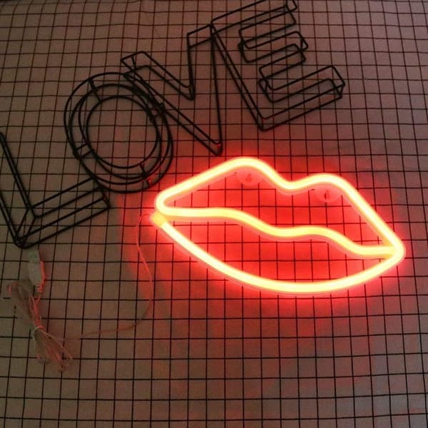 Neonlys i form av lepper LED Romantisk Kunst Dekorativt Neonlys
