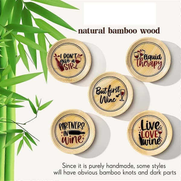 8 st Vinglas Chark Topper Vinglaslock Bambu Vinglas Topper Underlägg Tallrik Vinglas Chark