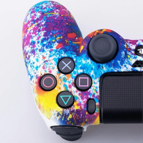 Sony PS4/Slim/Pro Dualshock 4 Controller Water Transfer Camouflage Silicone Case with Thumb Grips [db]