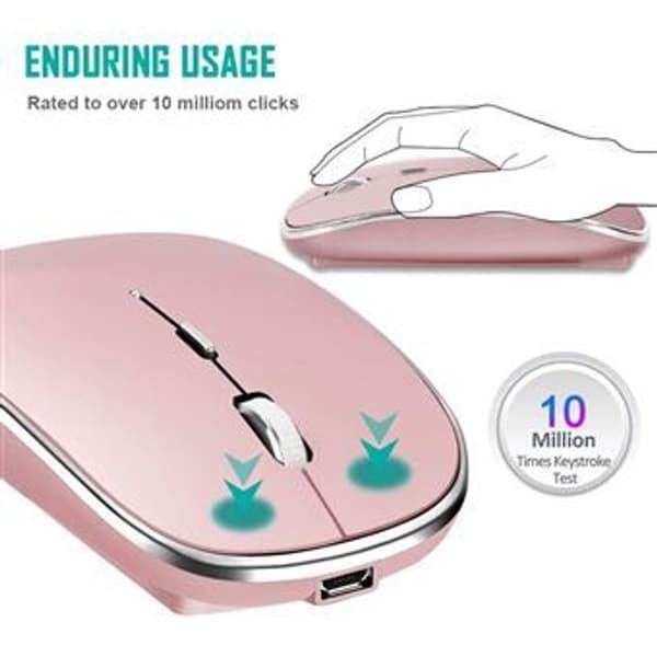Ultratynn trådløs mus med oppladbart batteri - Rosa