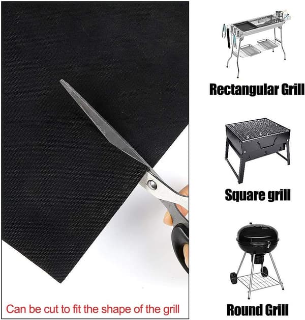 Sjælden perle 5 stk. grillmåtte, non-stick grillmåtte, køleskabsglidemåtte, campingmåtte, sommermåtte, non-stick camping (sort)