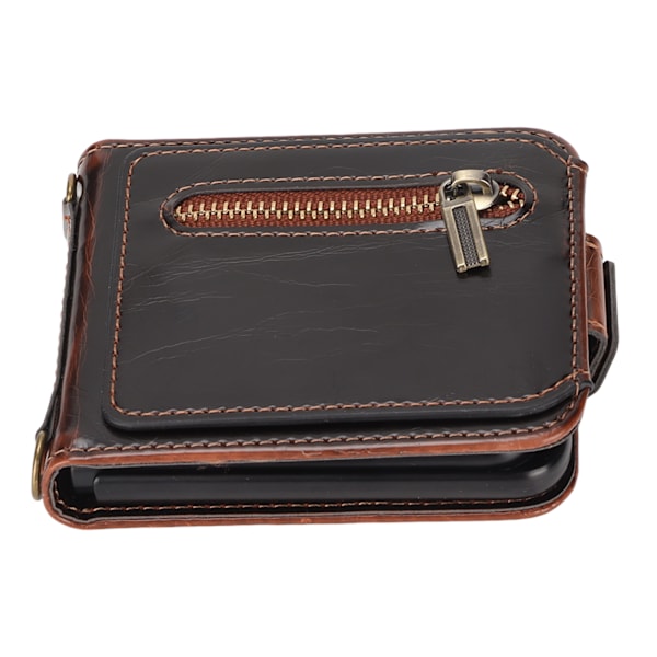 Multifunktionel Wallet Case med Kortlommer til Z Flip 3 Foldbar Telefon Læder Case Mobiltelefontilbehør Brun