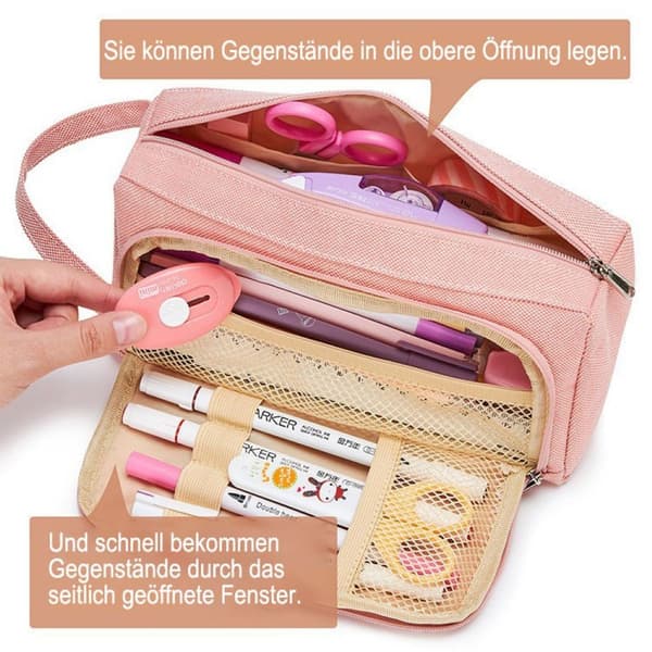 Pennal med stor kapasitet, 2 rom, unisex pennal KLB