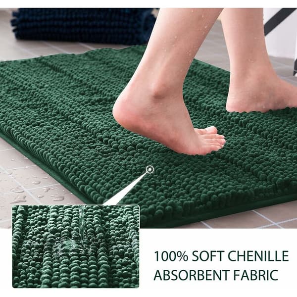 Absorberende blød chenille mikrofiber badeværelsesmåtte 50x80cm Maskinvaskbar lang & kort luv bademåtte (tealgrøn)