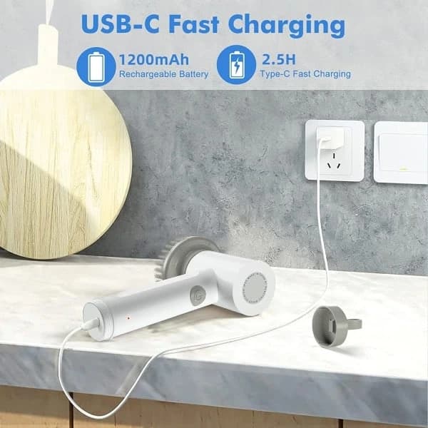 Sähköinen puhdistusharja, johdoton käsiskrubber, USB-ladattava