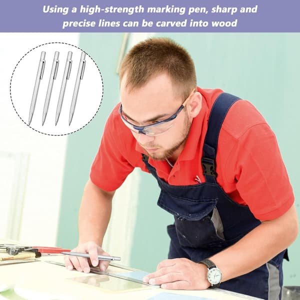 Volframkarbid Skrivpenna, 4-pack Metallskrivspetsar, Graveringsskrivare med Blad