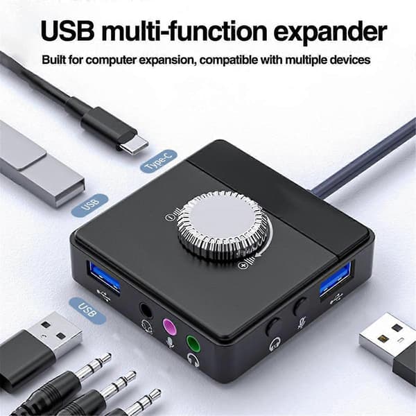 USB External Sound Card 3.5mm Jack Volume Adjustable Tablet Computer Microphone Phone External Stereo Audio Adapter